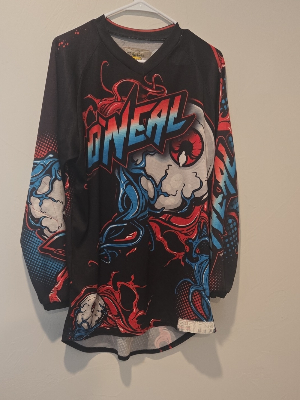 O'Neal Men's Black Red & Blue Graphic Motocross Jersey